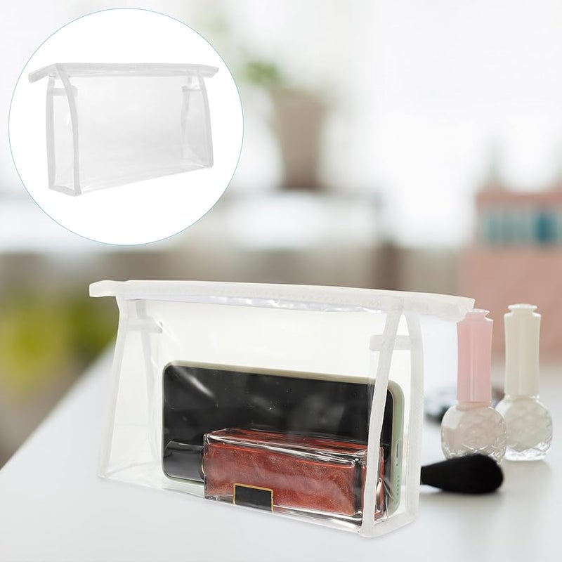 4pcs White PVC Travel Toiletry Pouch Zipper Cosmetic Bag Organizer for Skincare Essentials - Image 4